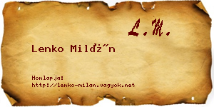 Lenko Milán névjegykártya